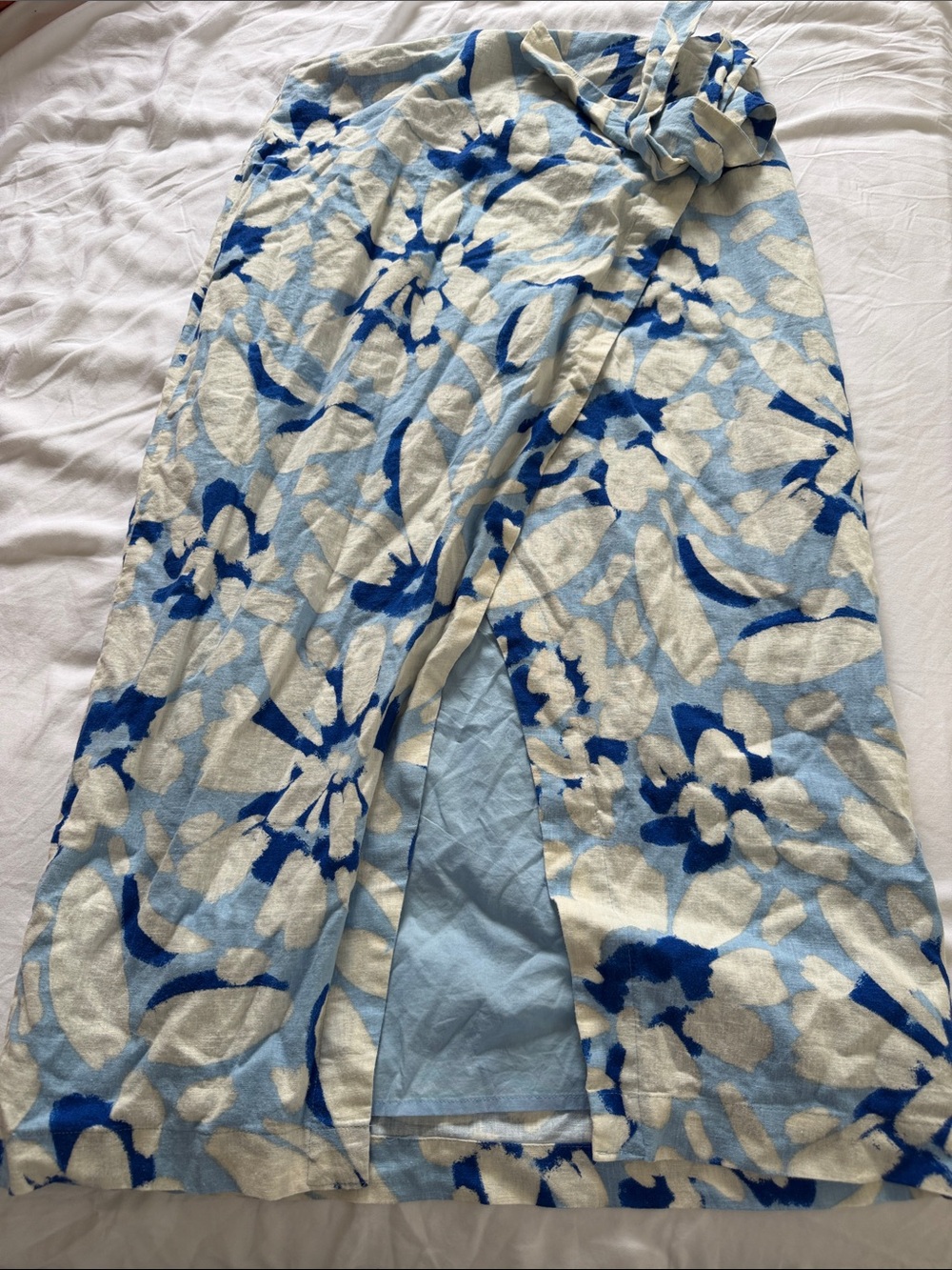 LOFT Light Blue and White Floral Maxi Skirt